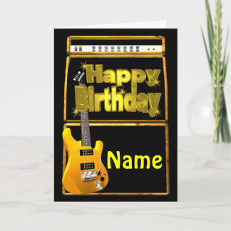 Happy Birthday Gitaren met toegevoegde naam Kaart