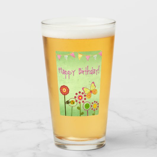 Happy Birthday Glas (Voorkant gevuld)