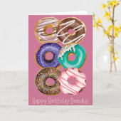 Happy Birthday Glazed Donuts Pink Wenskaart Kaart (Gele Bloem)
