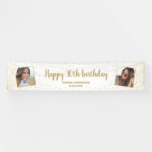 Happy Birthday Glitter 2 Foto's Elke leeftijd extr Spandoek (Horizontaal)