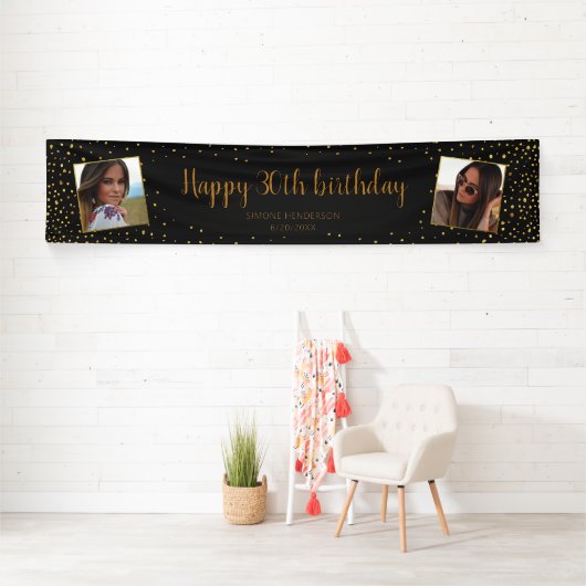 Happy Birthday Glitter 2 Foto's Elke leeftijd extr Spandoek (Insitu)