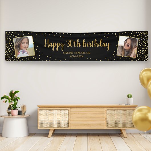Happy Birthday Glitter 2 Foto's Elke leeftijd extr Spandoek