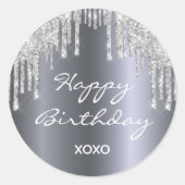 Happy Birthday glitter glans glans Ronde Sticker (Voorkant)