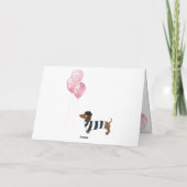 Happy Birthday Glitter Pink Heart Eiffel Tower Dog Kaart (Achterkant)