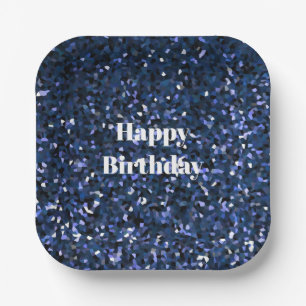 Happy Birthday Glittery Blue Boys Girls Party Cool Papieren Bordje