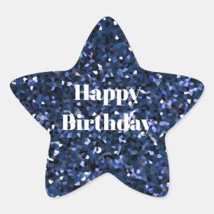 Happy Birthday Glittery Blue Boys Girls Party Cool Ster Sticker