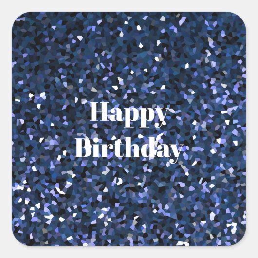 Happy Birthday Glittery Blue Boys Girls Party Cool Vierkante Sticker (Voorkant)