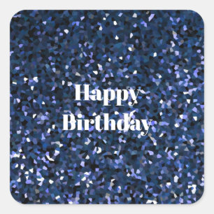 Happy Birthday Glittery Blue Boys Girls Party Cool Vierkante Sticker