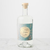 Happy Birthday Glittery Stardust op Blue Blauwgroe Likeurfles Etiket (Voorkant)