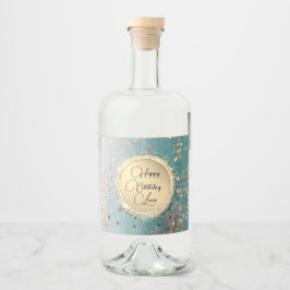 Happy Birthday Glittery Stardust op Blue Blauwgroe Likeurfles Etiket