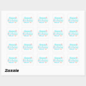 Happy Birthday Glossy Ocean Pastel Text Vierkante Sticker (Vel)