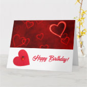 Happy Birthday! Glückwunsch Karte rote Herzen Kaart (Gele Bloem)