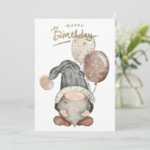 Happy Birthday Gnome Feestdagenkaart (Staand voorkant)