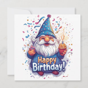 Happy Birthday Gnome: grillig verjaardagsontwerp Feestdagenkaart