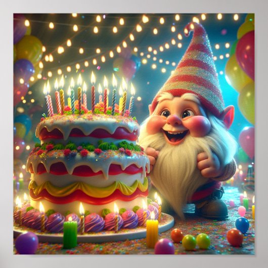 Happy Birthday Gnome Poster (Voorkant)