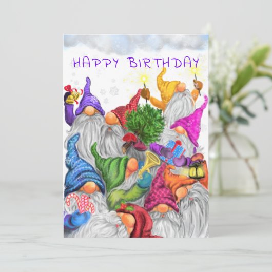Happy Birthday - Gnomen Birthday Celebration - Fun (Staand voorkant)