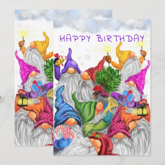 Happy Birthday - Gnomen Birthday Celebration - Fun (Voorkant / Achterkant)