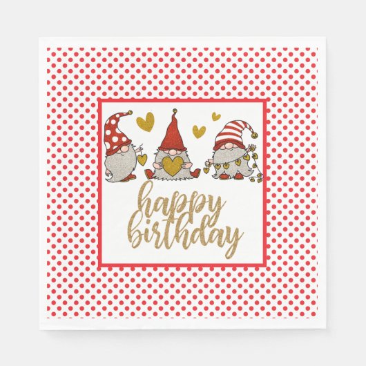 Happy Birthday Gnomes Servet (Voorkant)