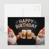 "Happy Birthday" Gnomes Toasting Beer Mugs Briefkaart (Voorkant / Achterkant)