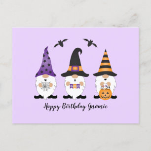 Happy Birthday Gnomie Halloween Paars Sinaasappel Briefkaart