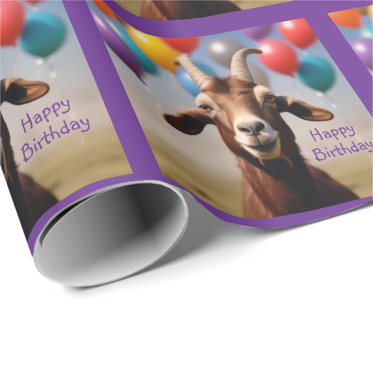 Happy Birthday Goat Cadeaupapier (Rol Hoek)