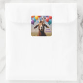 Happy Birthday Goat Vierkante Sticker (Tas)