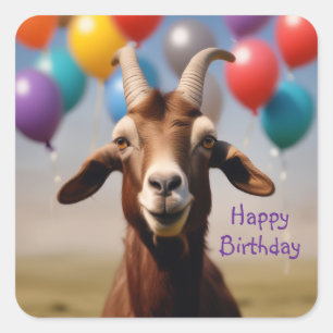 Happy Birthday Goat Vierkante Sticker