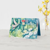 Happy Birthday God Bless You Hummingbird Flowers Kaart (Gele Bloem)