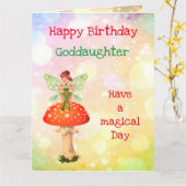 Happy Birthday Goddaughter feeëriek ontwerp Kaart (Gele Bloem)