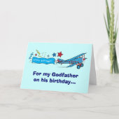 Happy Birthday Godfather-vliegtuig Kaart (Voorkant)
