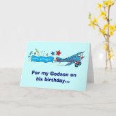 Happy Birthday Godson Vliegtuig Kaart (Gele Bloem)