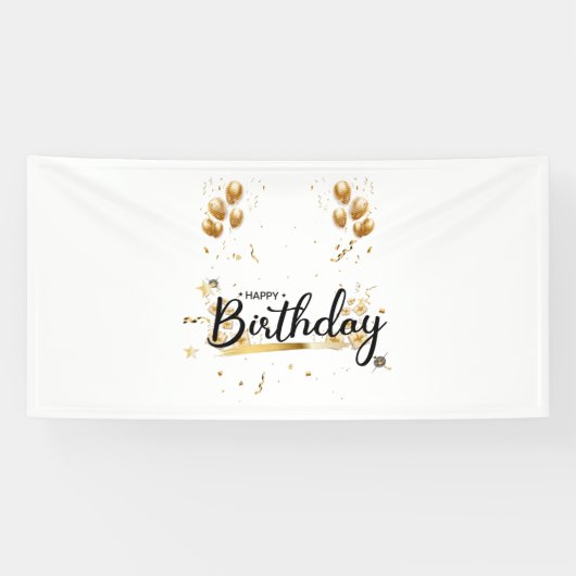 Happy Birthday Gold 4x8 Vinyl Banner (Horizontaal)