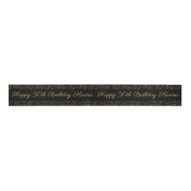 Happy Birthday Gold Black Confetti Personal Ribbon