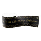 Happy Birthday Gold Black Confetti Personal Ribbon Grosgrain Lint (Spoel)