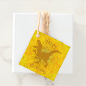 Happy Birthday Gold Dinosaur Huid Bedankjes Labels (In situ)