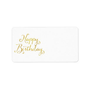 Happy Birthday Gold Faux Glitter Metallic Sequins Etiket