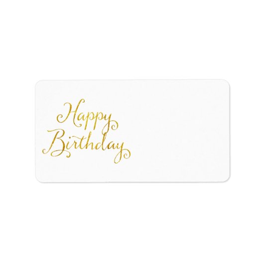 Happy Birthday Gold Faux Glitter Metallic Sequins Etiket (Voorkant)