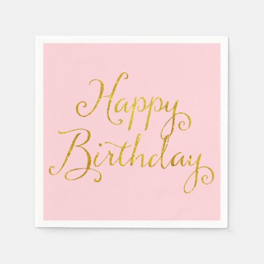 Happy Birthday Gold Faux Glitter Metallic Sequins Servet (Voorkant)