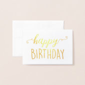 Happy Birthday Gold Foil Blank Moderne Chic Simple Folie Kaarten (Voorkant met envelop)
