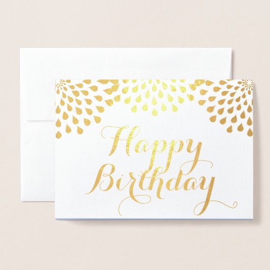 Happy Birthday Gold Foil Elegante Kaart (Voorkant met envelop)