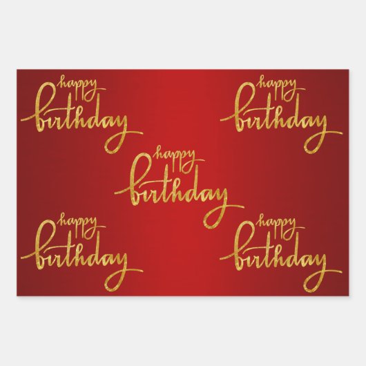 Happy Birthday Gold Foil Inpakpapier Vel (Voorkant 2)