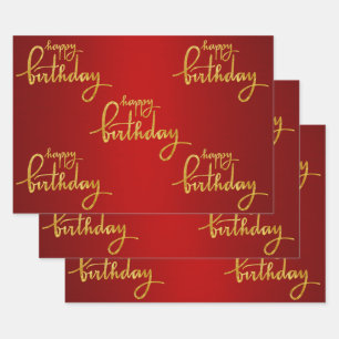 Happy Birthday Gold Foil Inpakpapier Vel