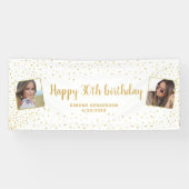 Happy Birthday Gold Glitter 2 Foto's Any Age Banne Spandoek (Horizontaal)