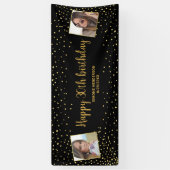 Happy Birthday Gold Glitter 2 foto's op elke leeft Spandoek (Verticaal)