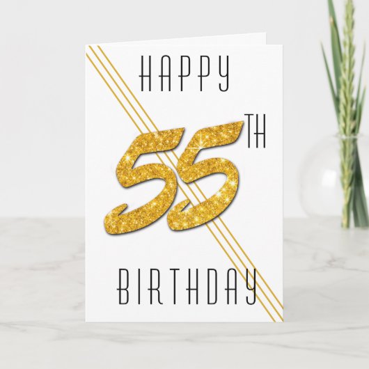 Happy Birthday Gold Glitter 55 jaar oud Kaart (Voorkant)