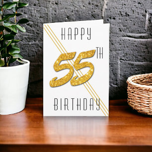 Happy Birthday Gold Glitter 55 jaar oud Kaart
