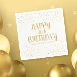 Happy Birthday Gold Glitter elk jaar op maat Servet<br><div class="desc">Viel een grote verjaardag met deze leuke papieren luiers die het jaar,  de naam en de geboortedatum van de verjaardag bevatten,  allemaal geaccentueerd op een witte achtergrond die geaccentueerd is met faux gold glitter confetti sparkles. Fun en feestelijk perfect voor elke verjaardagsfeestdag.</div>