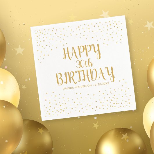 Happy Birthday Gold Glitter elk jaar op maat Servet