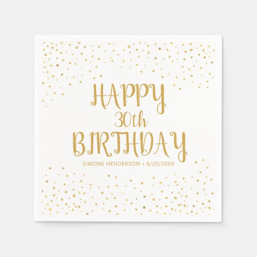 Happy Birthday Gold Glitter elk jaar op maat Servet (Voorkant)
