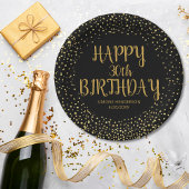 Happy Birthday Gold Glitter Elk jaar op maat zwart Papieren Bordje